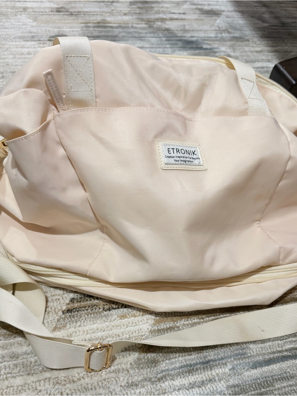 Etro Cream Travel Duffel Bag with Adjustable Strap